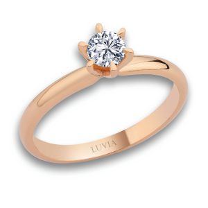 0,20 KARAT ALTI TIRNAK TEKTAŞ ROSE YÜZÜK