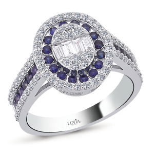 1,30 Karat Safir Pırlanta Baget Yüzük
