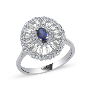 0,75 Karat Safir Pırlanta Baget Yüzük